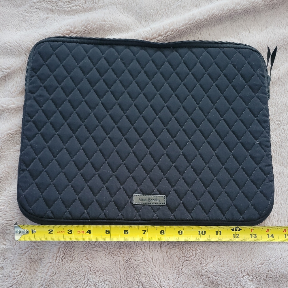 Vera Bradley Black Quilted Tablet/Laptop Sleeve with Zipper Closure - Picture 2 of 4